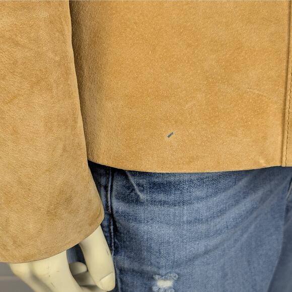 Vintage Pursuits Ltd Suede Leather Jacket Womens 14 Tan Button Up Y2K Clean Girl - Picture 8 of 13